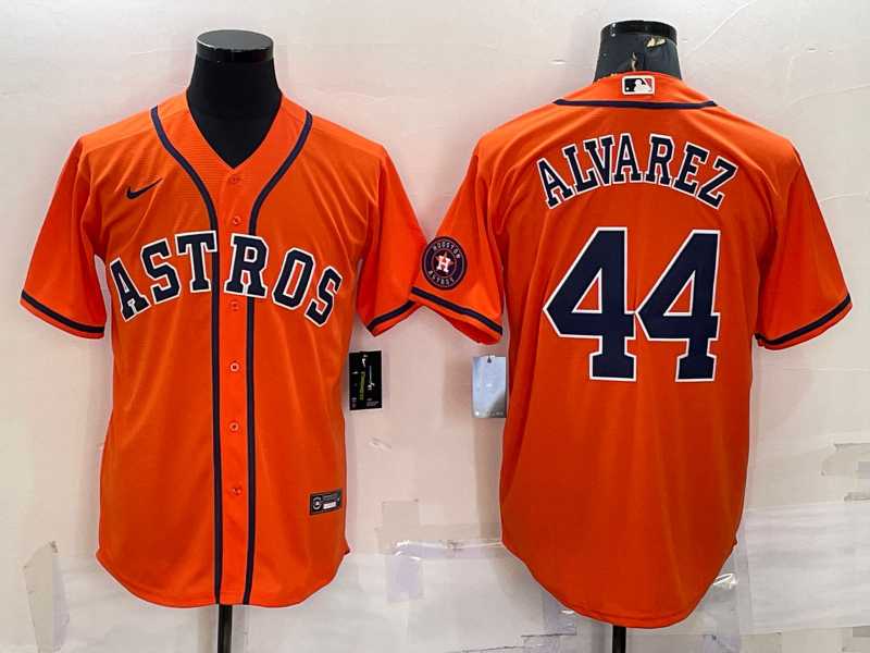 Men%27s Houston Astros #44 Yordan Alvarez Orange With Patch Stitched MLB Cool Base Nike Jersey->houston astros->MLB Jersey